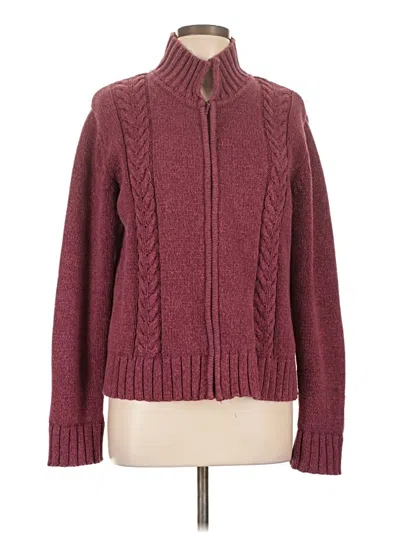 Pre-owned Cabela's Cardigan Sweater In Burgundy
