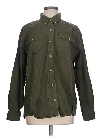 Pre-owned Cabela's Long Sleeve Blouse In Green