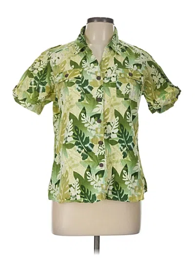 Pre-owned Cabela's Short Sleeve Blouse In Green