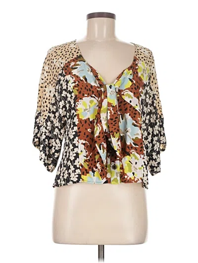 Pre-owned Cabi 3/4 Sleeve Blouse In Brown