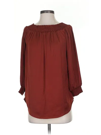 Pre-owned Cabi 3/4 Sleeve Blouse In Burgundy