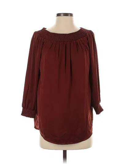 Pre-owned Cabi 3/4 Sleeve Blouse In Burgundy