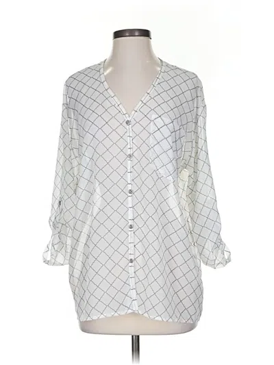 Pre-owned Cabi 3/4 Sleeve Blouse In Silver