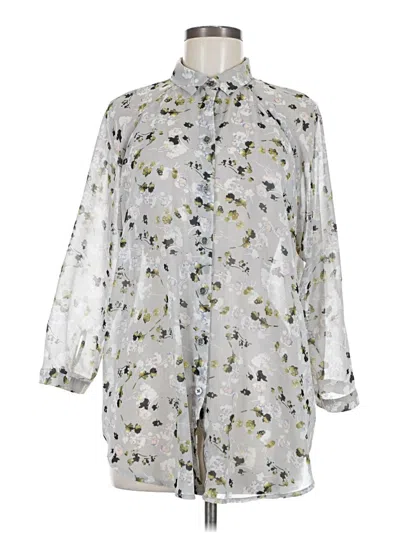 Pre-owned Cabi 3/4 Sleeve Blouse In Silver