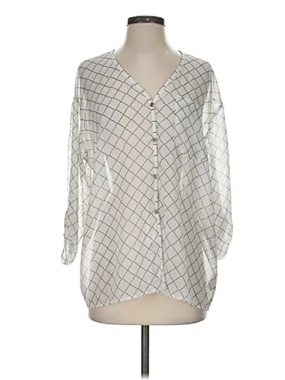 Pre-owned Cabi 3/4 Sleeve Blouse In Silver