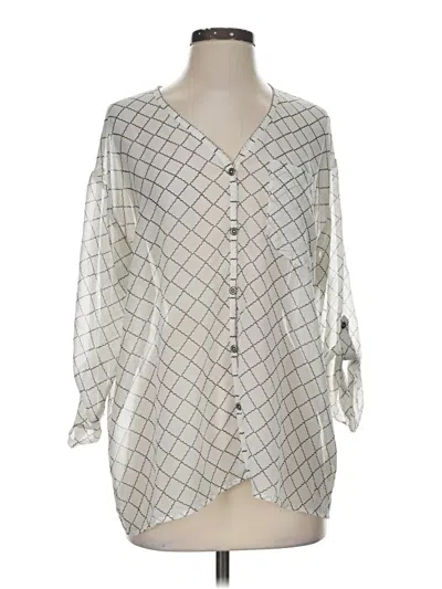 Pre-owned Cabi 3/4 Sleeve Blouse In Silver