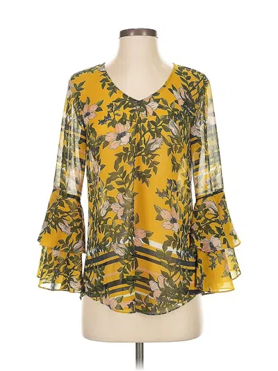 Pre-owned Cabi 3/4 Sleeve Blouse In Yellow