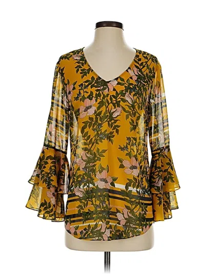 Pre-owned Cabi 3/4 Sleeve Blouse In Yellow