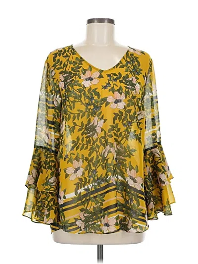 Pre-owned Cabi 3/4 Sleeve Blouse In Yellow