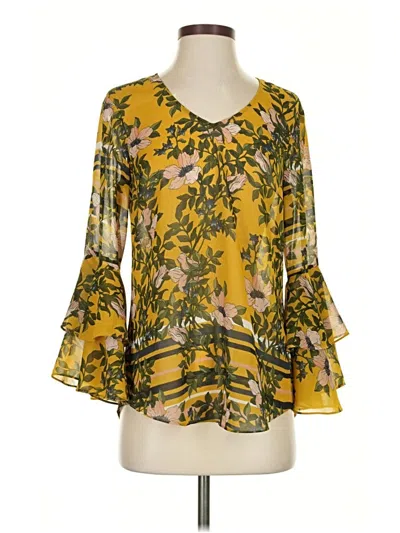 Pre-owned Cabi 3/4 Sleeve Blouse In Yellow