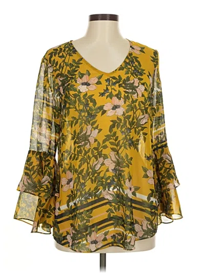Pre-owned Cabi 3/4 Sleeve Blouse In Yellow