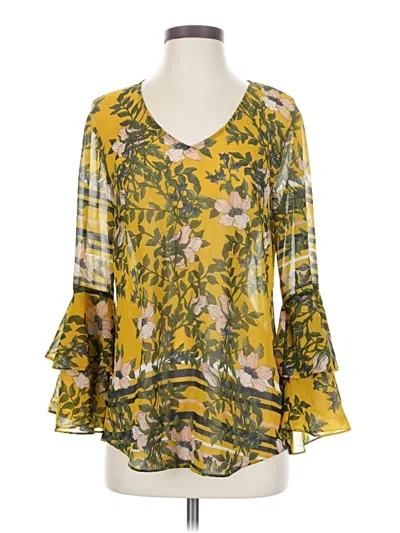Pre-owned Cabi 3/4 Sleeve Blouse In Yellow