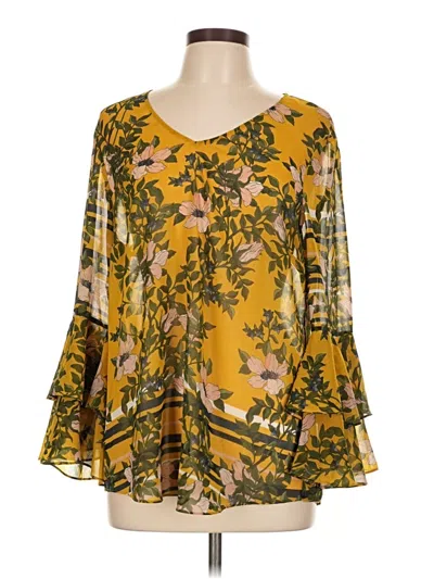 Pre-owned Cabi 3/4 Sleeve Blouse In Yellow