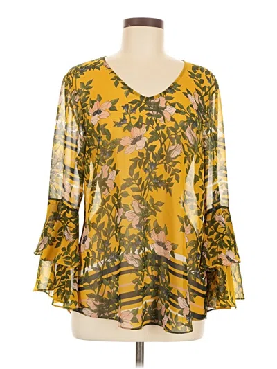 Pre-owned Cabi 3/4 Sleeve Blouse In Yellow