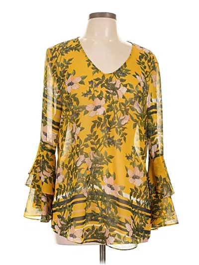 Pre-owned Cabi 3/4 Sleeve Blouse In Yellow