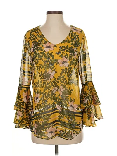 Pre-owned Cabi 3/4 Sleeve Blouse In Yellow