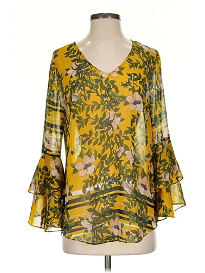 Pre-owned Cabi 3/4 Sleeve Blouse In Yellow