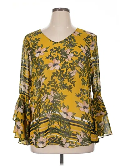 Pre-owned Cabi 3/4 Sleeve Blouse In Yellow
