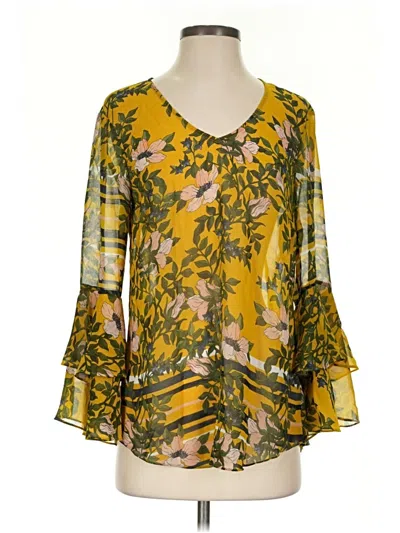 Pre-owned Cabi 3/4 Sleeve Blouse In Yellow