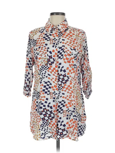 Pre-owned Cabi 3/4 Sleeve Button Down Shirt In Orange