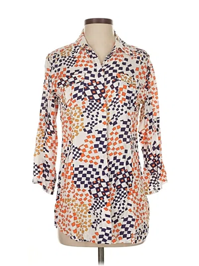 Pre-owned Cabi 3/4 Sleeve Button Down Shirt In Orange