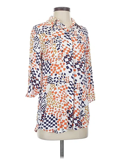 Pre-owned Cabi 3/4 Sleeve Button Down Shirt In Orange