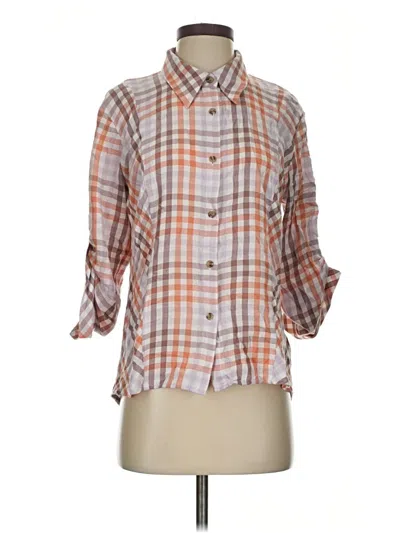 Pre-owned Cabi 3/4 Sleeve Button Down Shirt In Orange