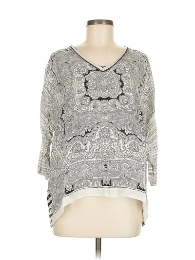 Pre-owned Cabi 3/4 Sleeve Silk Top Black V Neck Tops