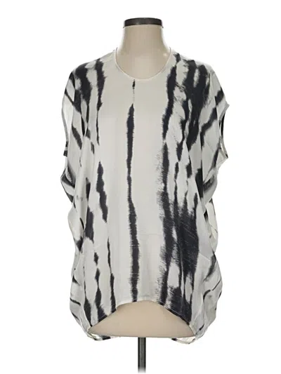 Pre-owned Cabi 3/4 Sleeve Silk Top Gray Boatneck Tops