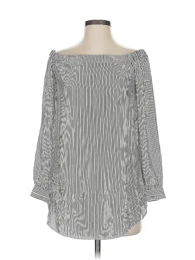 Pre-owned Cabi 3/4 Sleeve Silk Top Gray Square Neckline Tops