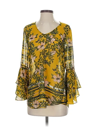 Pre-owned Cabi 3/4 Sleeve T-shirt In Yellow