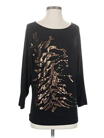 Pre-owned Cabi 3/4 Sleeve Top Black Boatneck Tops