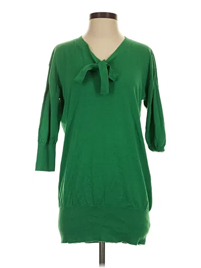 Pre-owned Cabi 3/4 Sleeve Top Green Keyhole Neckline Tops