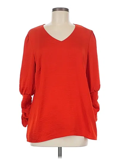 Pre-owned Cabi 3/4 Sleeve Top Red V Neck Tops