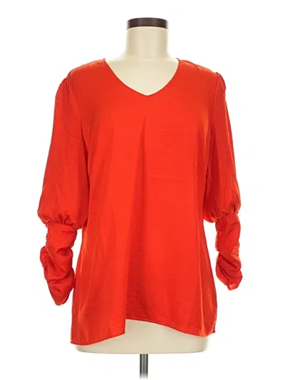 Pre-owned Cabi 3/4 Sleeve Top Red V Neck Tops