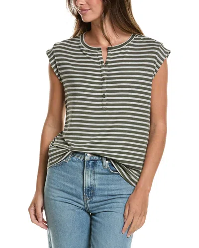 Cabi Cap Sleeve Henley In Green