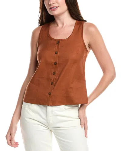 Cabi Cruise Linen-blend Top In Orange
