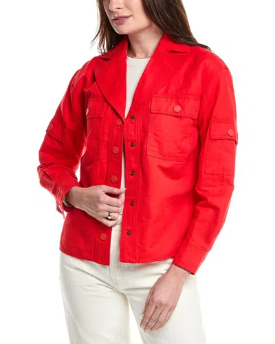 Cabi Detour Linen-blend Jacket In Red