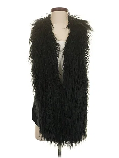 Pre-owned Cabi Faux Fur Vest In Black