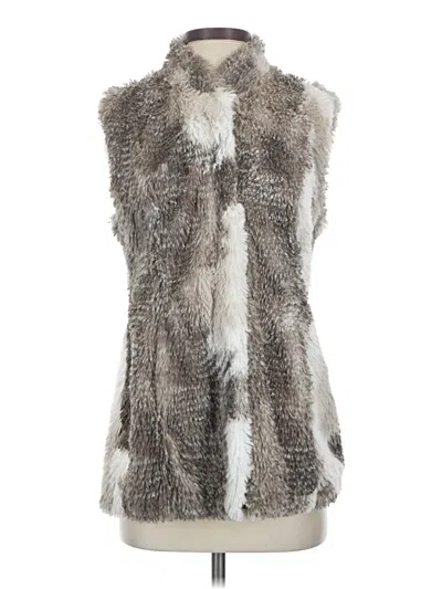 Pre-owned Cabi Faux Fur Vest In Gray