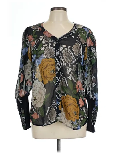 Pre-owned Cabi Long Sleeve Blouse In Black