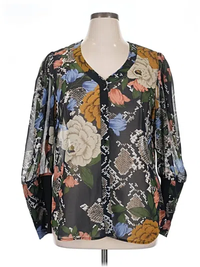 Pre-owned Cabi Long Sleeve Blouse In Black