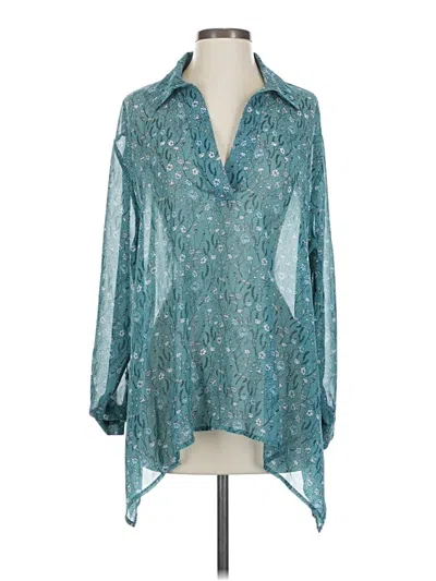 Pre-owned Cabi Long Sleeve Blouse In Blue