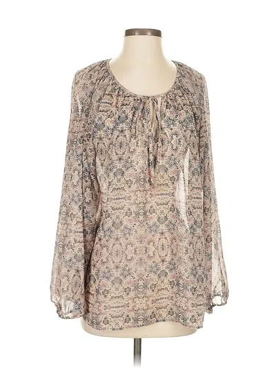 Pre-owned Cabi Long Sleeve Blouse In Brown