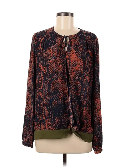Pre-owned Cabi Long Sleeve Blouse In Brown