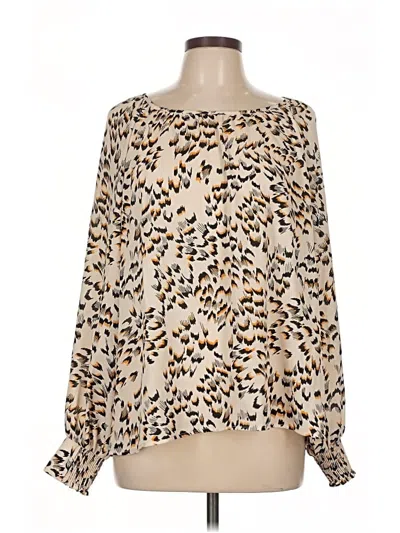 Pre-owned Cabi Long Sleeve Blouse In Brown