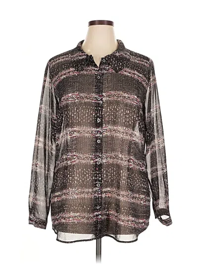 Pre-owned Cabi Long Sleeve Blouse In Brown