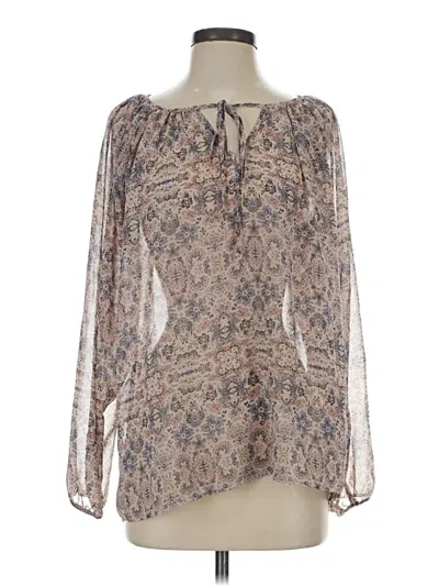 Pre-owned Cabi Long Sleeve Blouse In Brown