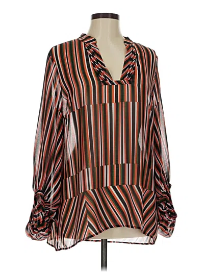 Pre-owned Cabi Long Sleeve Blouse In Brown