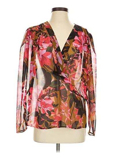 Pre-owned Cabi Long Sleeve Blouse In Brown